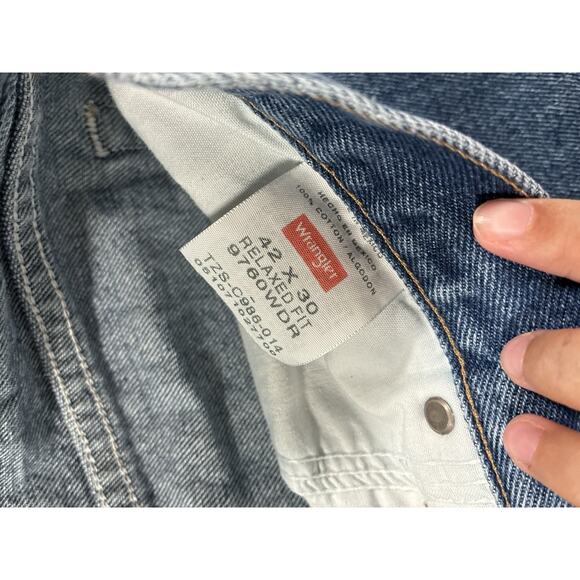Wrangler Five Star Premium Jeans Mens 42x30 Relaxed Straight Medium Blue Denim - Picture 3 of 7